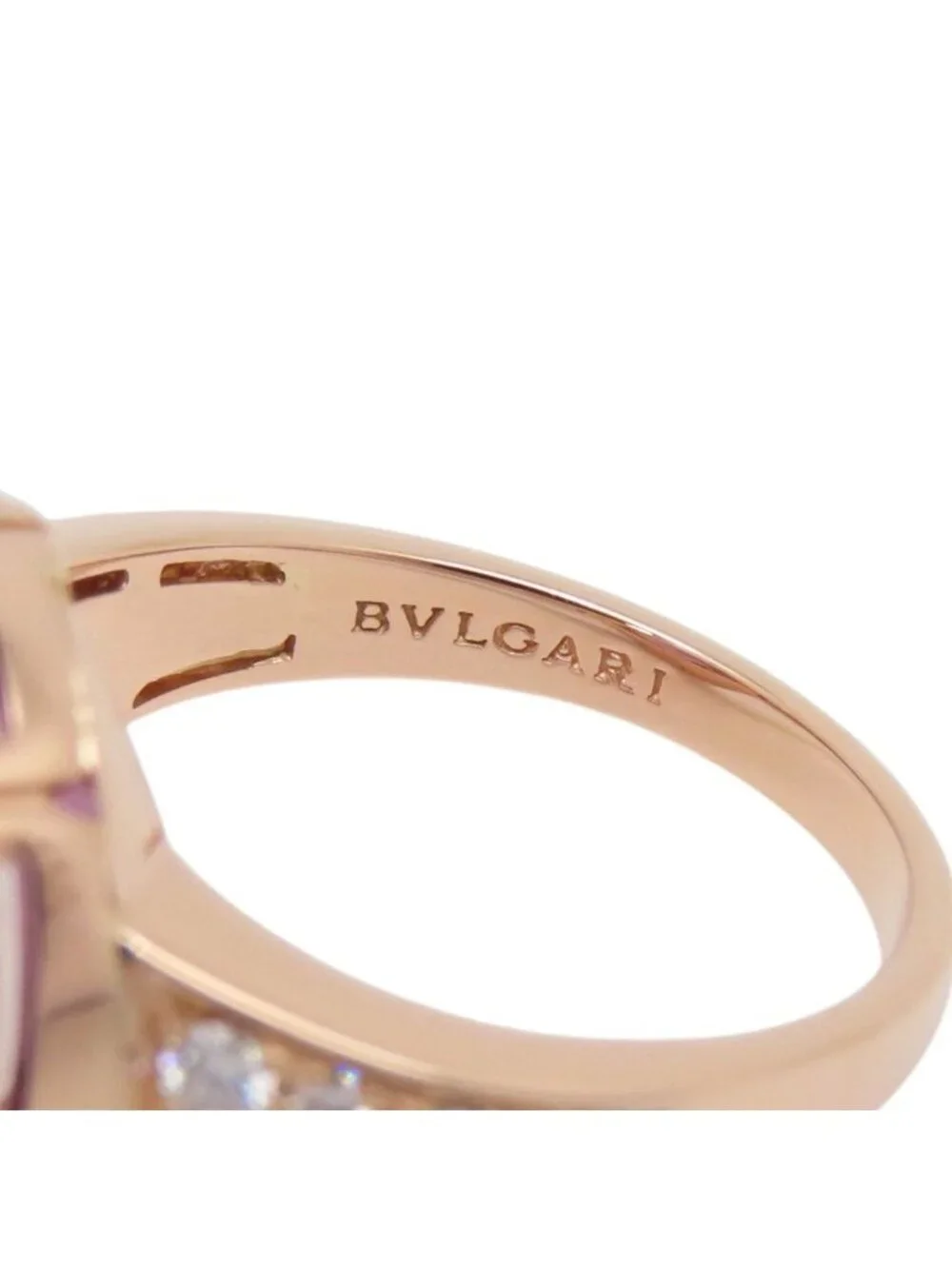 Bvlgari Ring Parentesi Cocktail Amethyst Diamond 18k Pink Gold